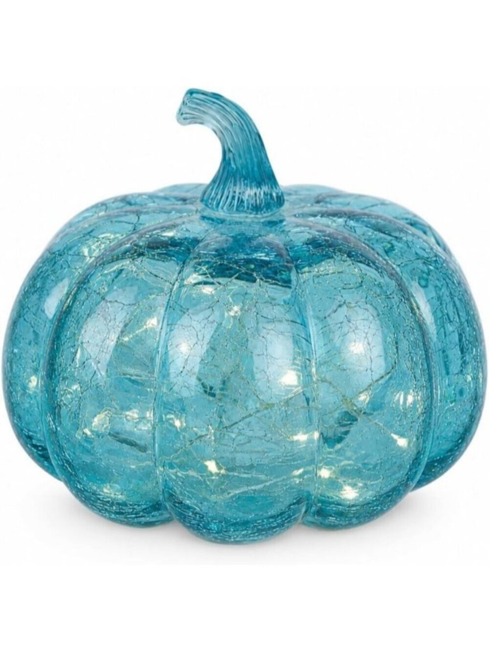 5.5"(14cm) Mercury Glass Light up Pumpkin with Timer Blue Battery Operated Decor